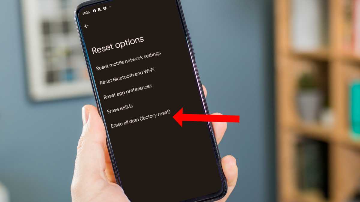 Reset options on Android