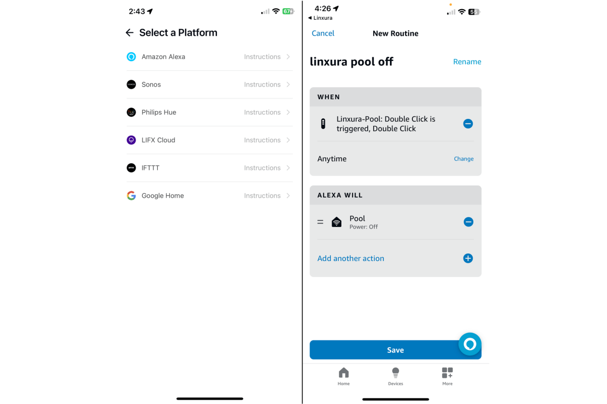 Linxura smart home controller app screenshots