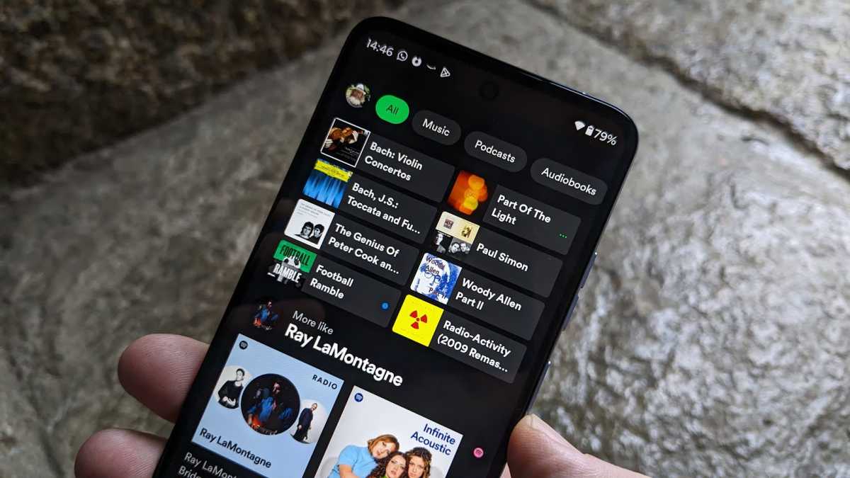 Spotify page on Moto G34 5G 