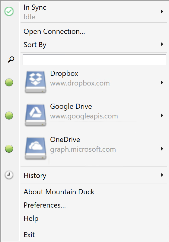 Mountain Duck Context Menu