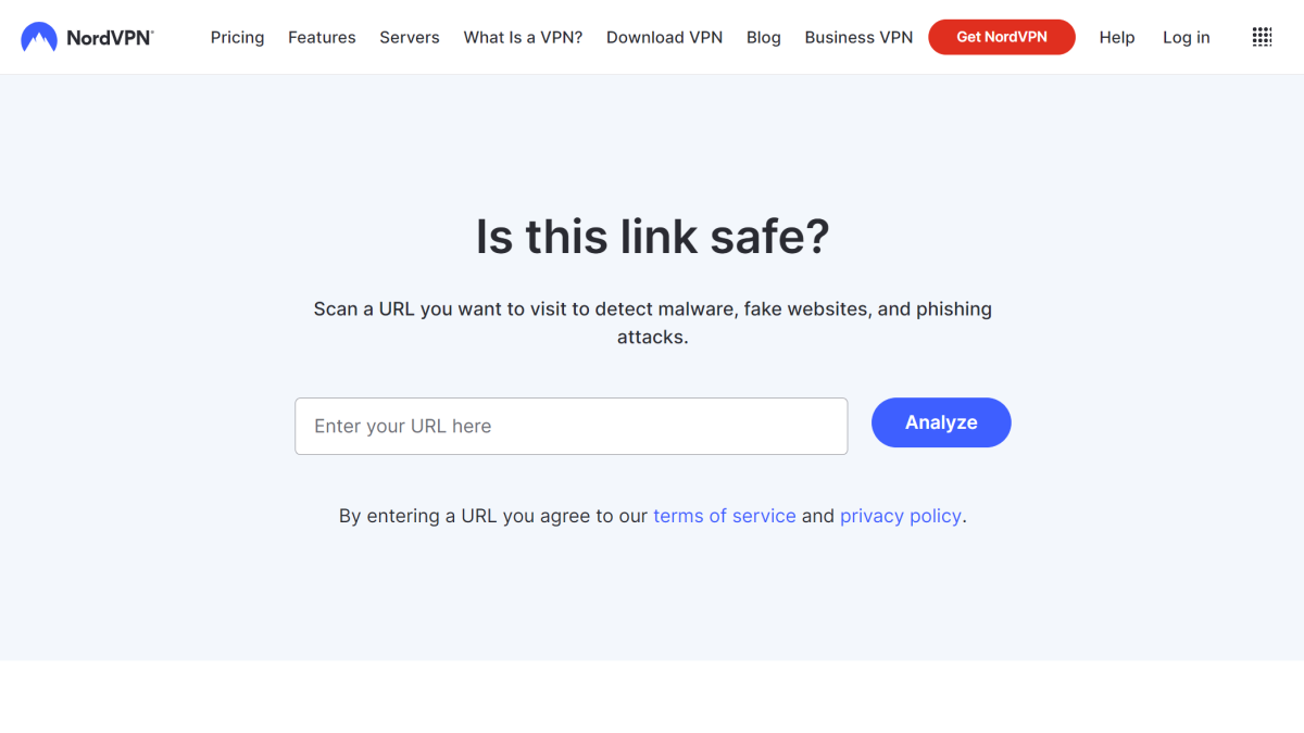 NordVPN Link Checker website