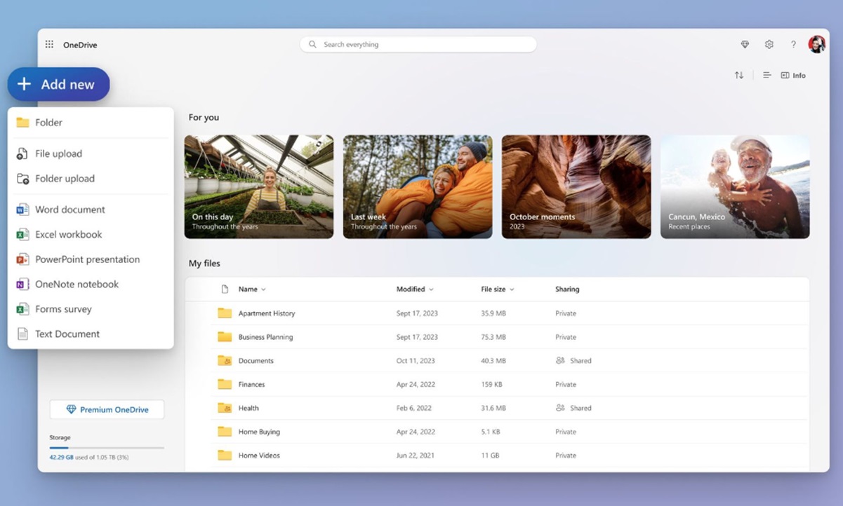 OneDrive nuevo formato de archivo