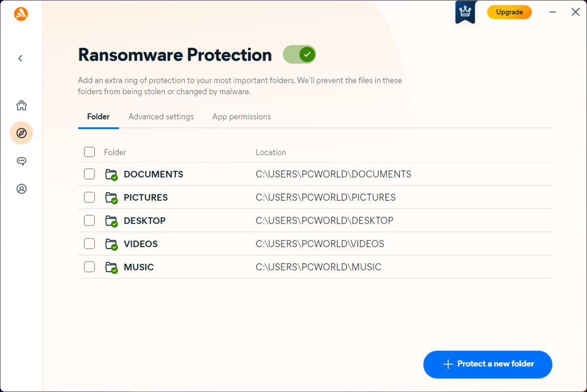 Avast One Ransomware Protection screen