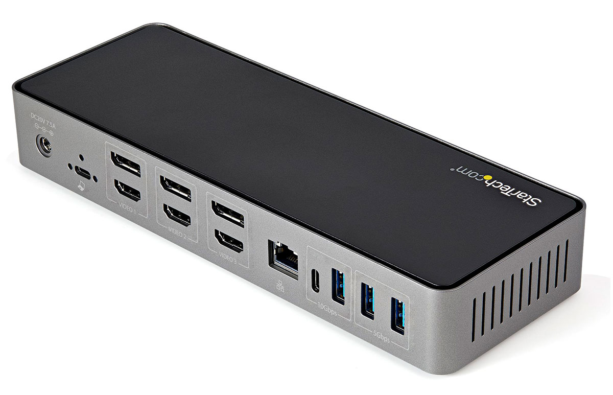 StarTech.com USB-C Hybrid Triple Monitor Docking Station – DisplayLink dock with video options