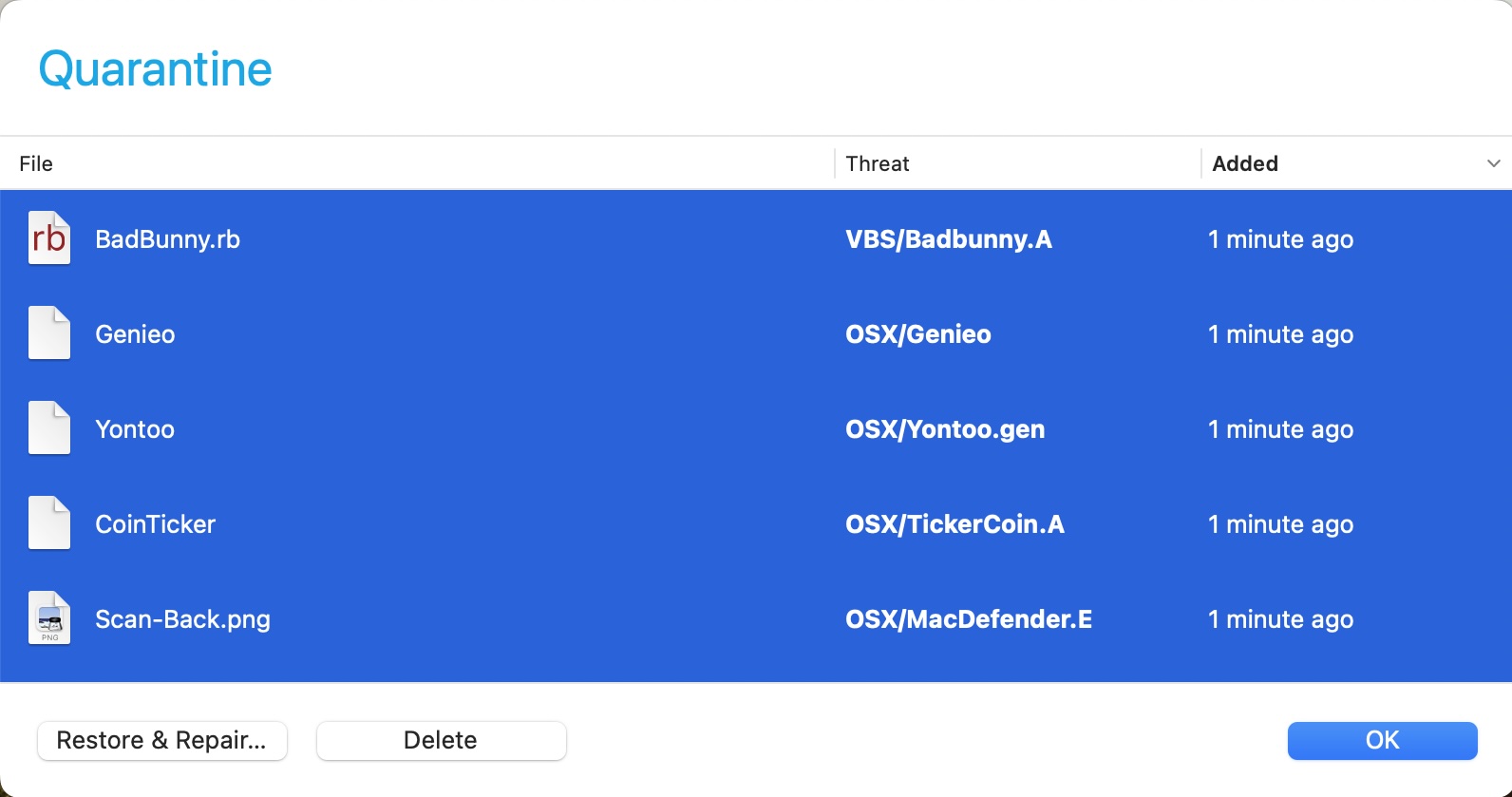 Intego VirusBarrier quarantine 4