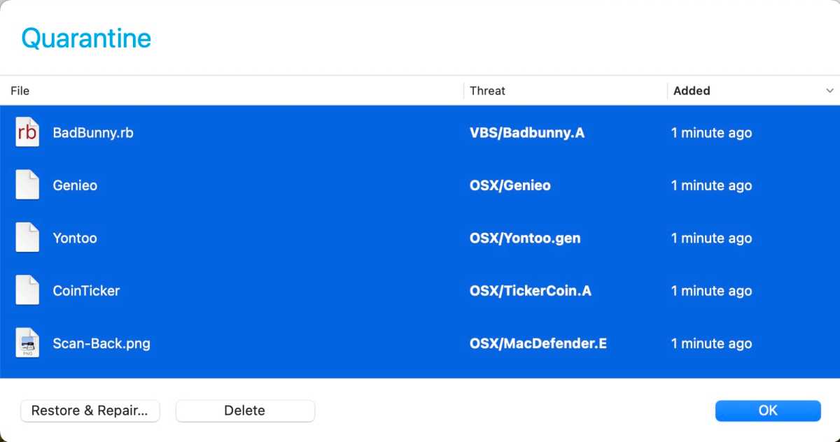 Intego VirusBarrier quarantine 4