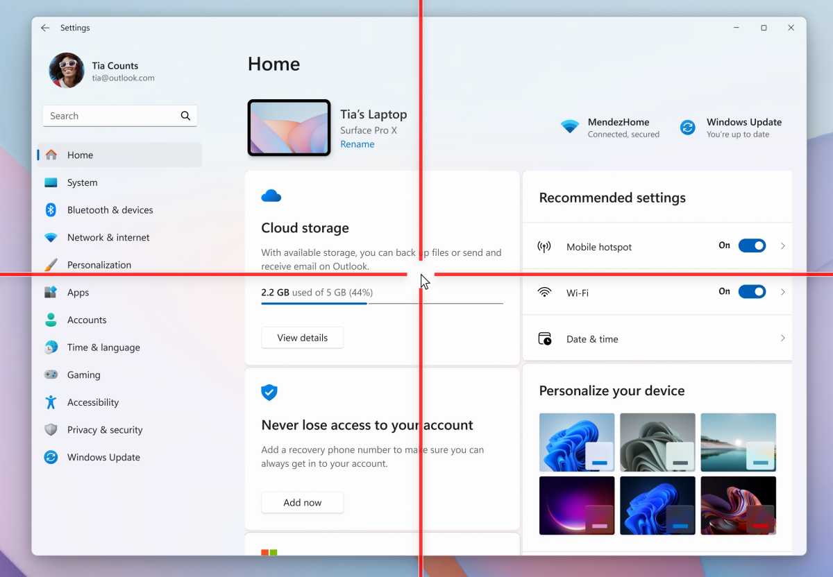 Windows 11 test Mouse crosshairs