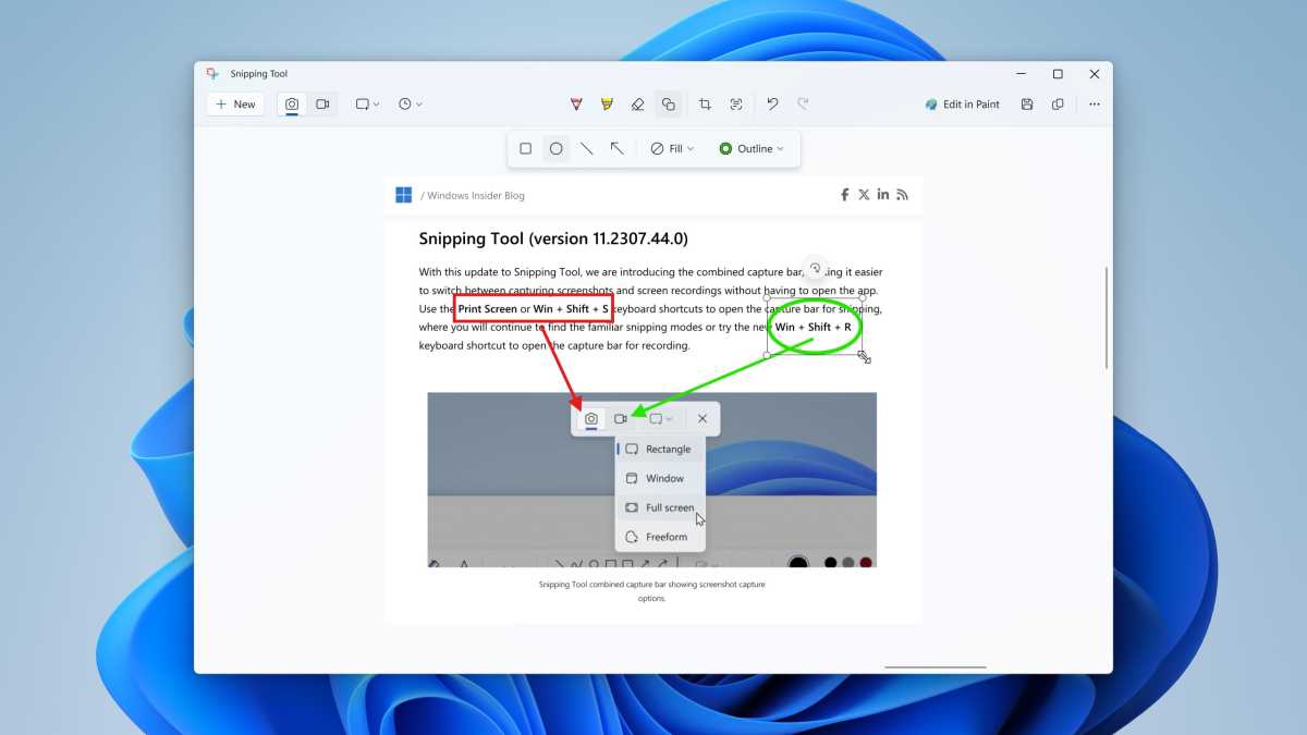 Windows 11 Copilot snipping tool