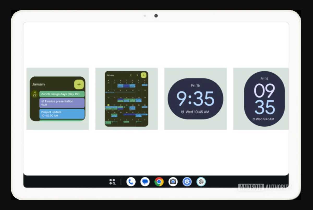 Android 15 widgets on a tablet