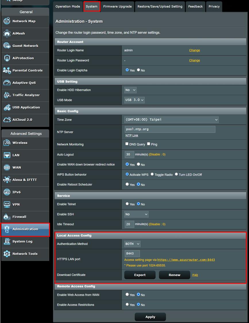 Configuraciones en el enrutador Asus