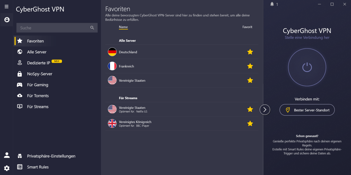 Cyberghost VPN für Windows