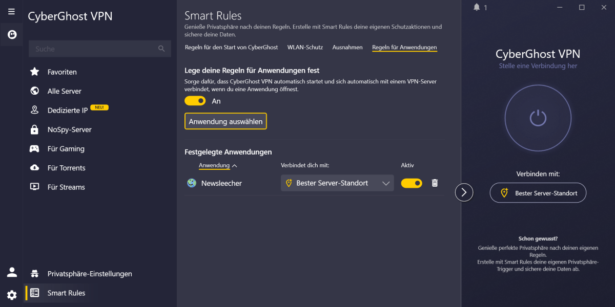 Cyberghost VPN für Windows