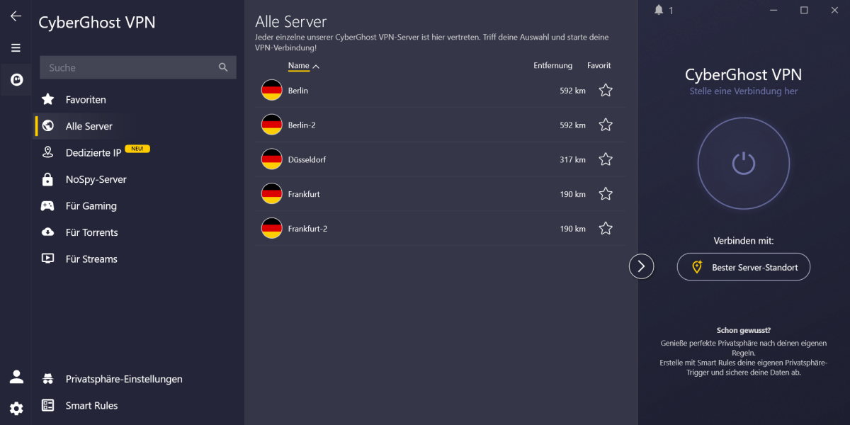 Cyberghost VPN für Windows