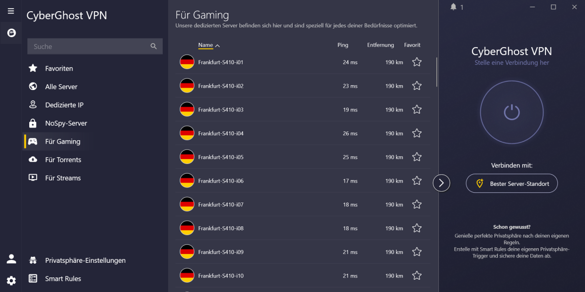 Cyberghost VPN für Windows