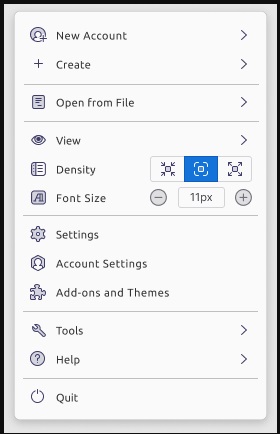 Thunderbird density setting