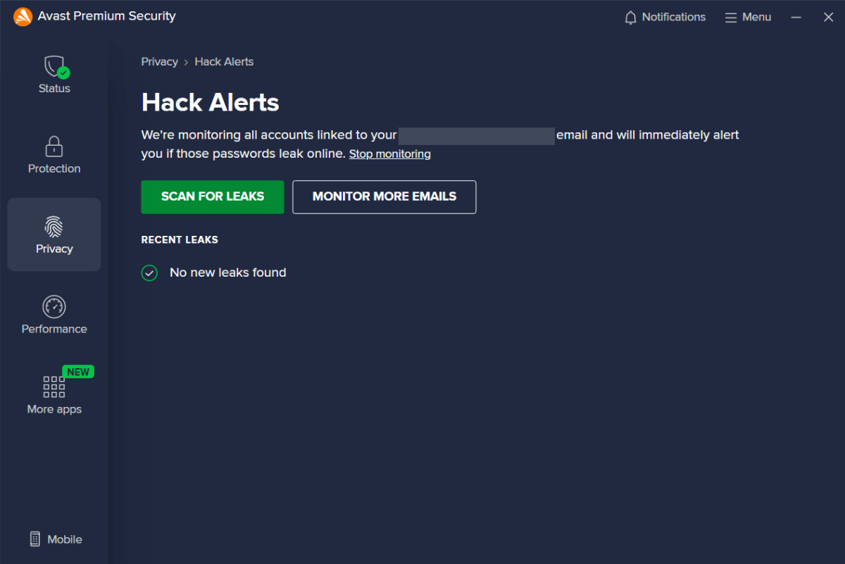 Avast Premium Security 黑客警报