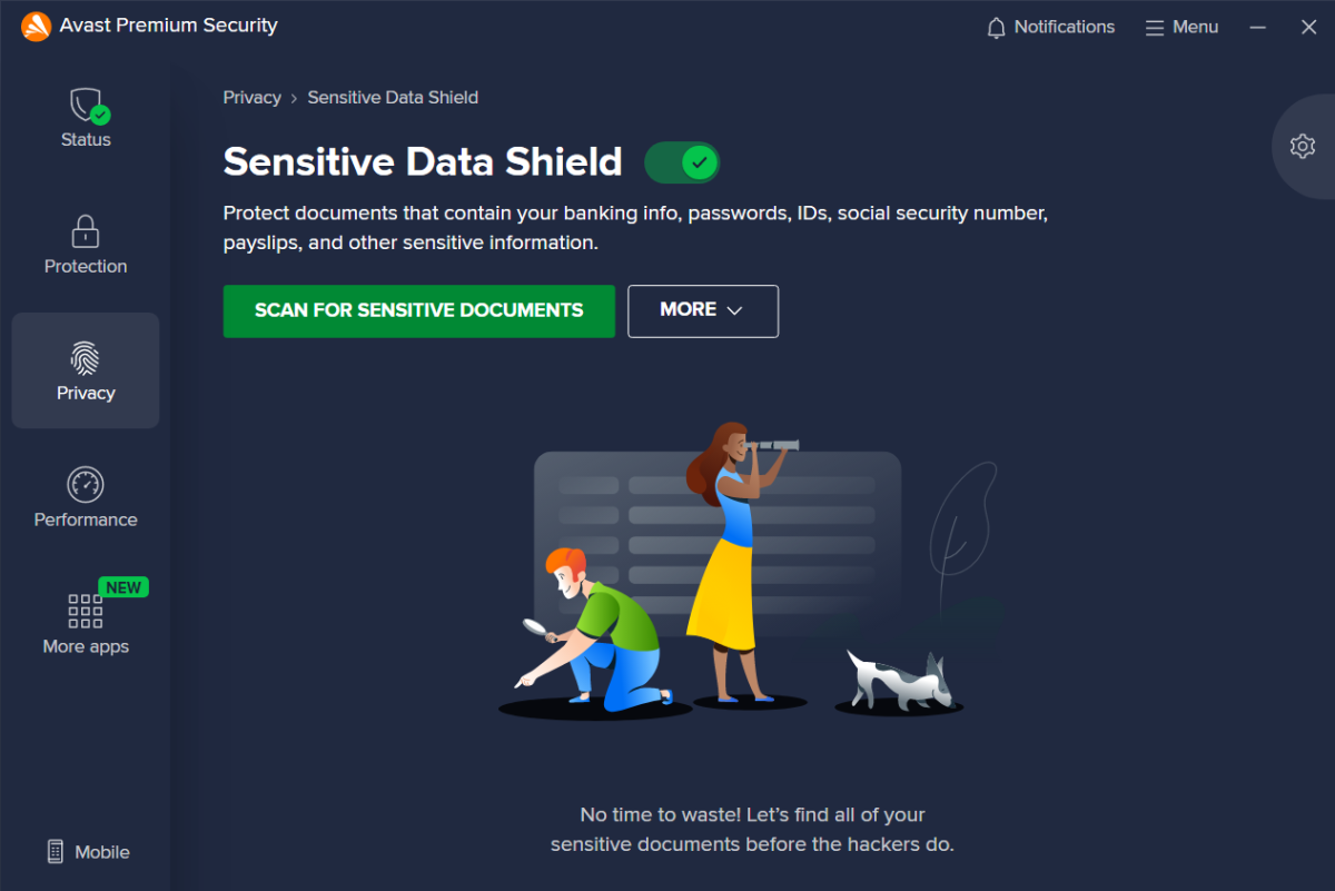 Avast Premium Security Sensitive Data Shield