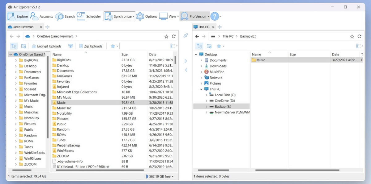 Air Explorer split view