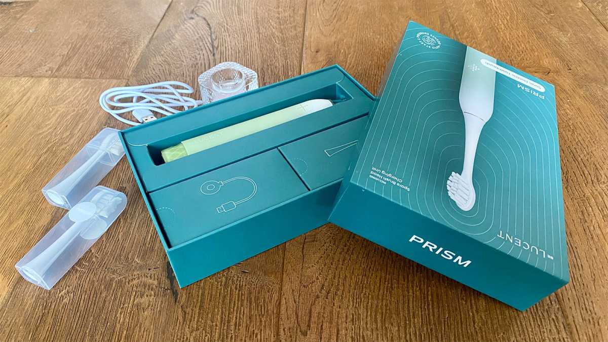 Be Lucent Prism box with toothbrush heads, handle and chrager