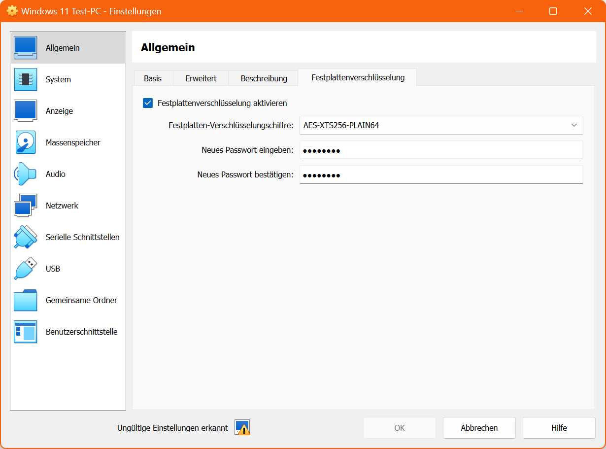 Ist Ihnen die Sicherheit der in einer VM abgelegten Daten wichtig, empfiehlt es sich, sie per Verschlüsselung zu schützen. Virtualbox bietet dazu eine AES-Chiffrierung mit bis zu 256 Bit Schlüssellänge an.