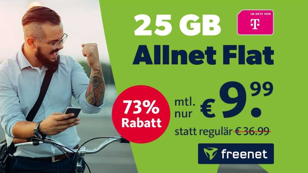 Image: Jetzt schnell sein: Tarif im Telekom-Netz mit 25 GB fÃ¼r 9,99 statt 36,99 Euro