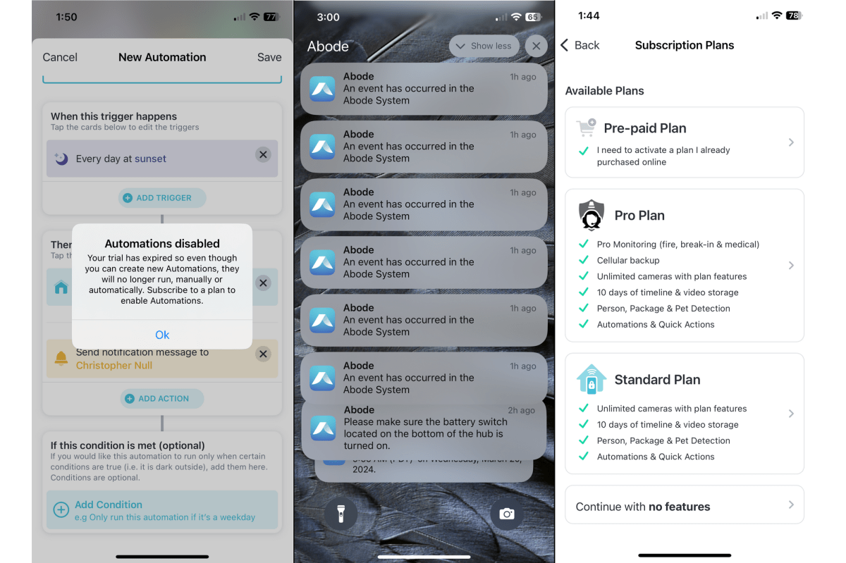 Abode Security app screenshots