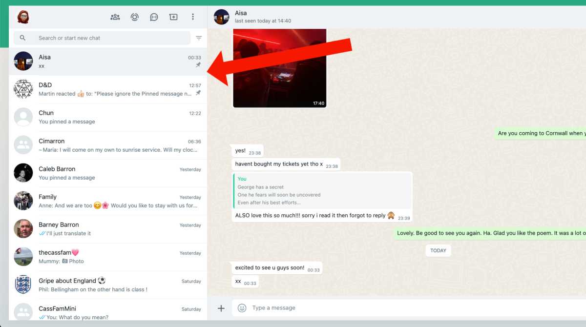 How to pin Whatsapp chats