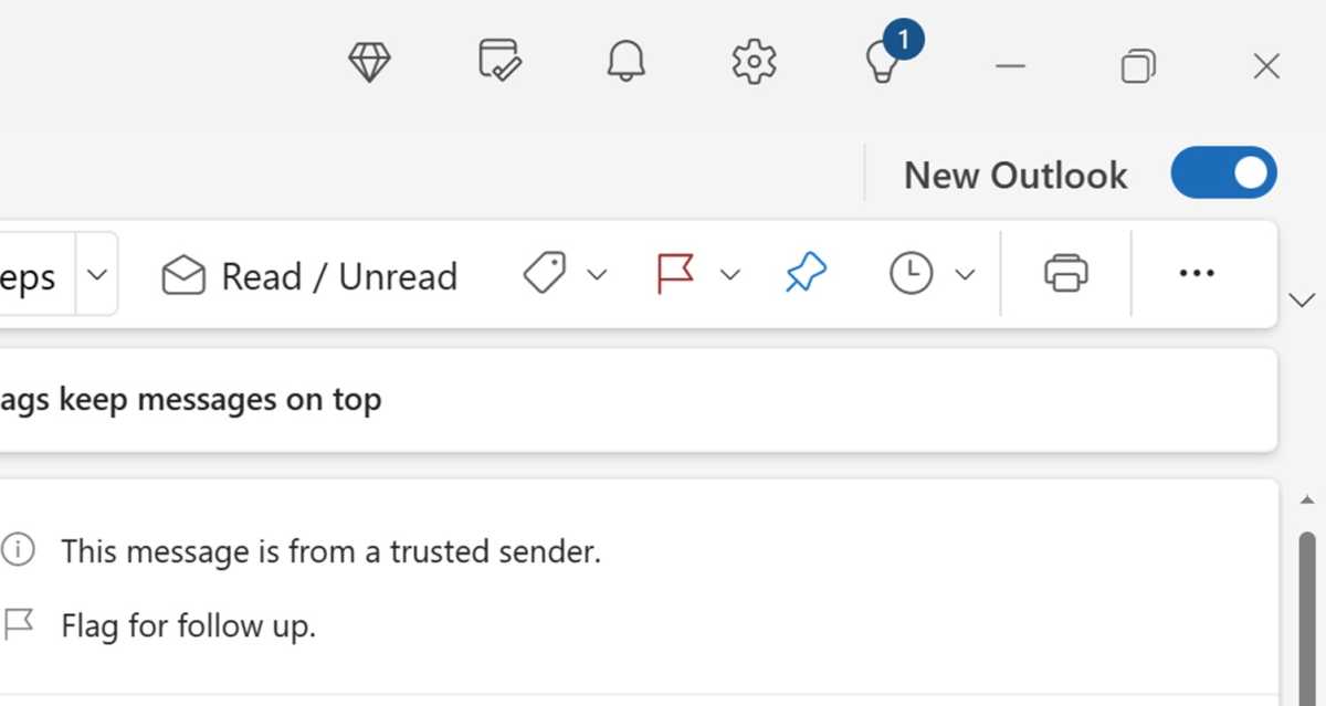 Nueva palanca de Outlook para volver a Correo