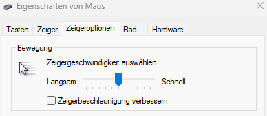 Zeigeroptionen