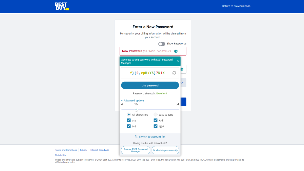 ESET Password Manager в действии (март 2024 г.)