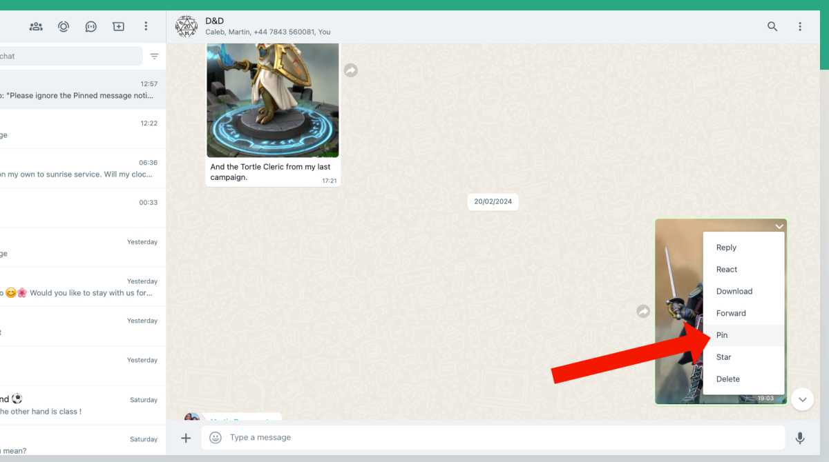 How to pin Whatsapp messages