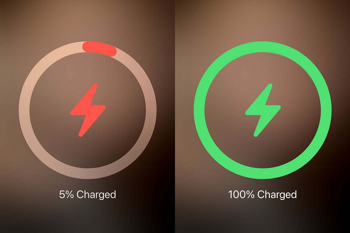 iPhone Charging percentages 5 and 100 per cent