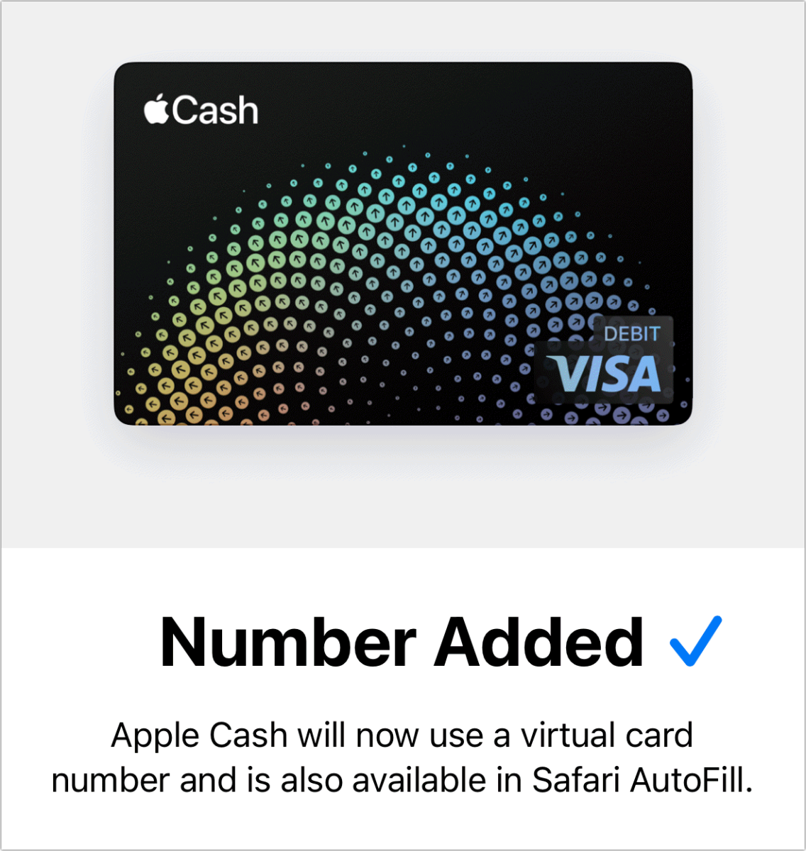 Apple Cash virtual number added