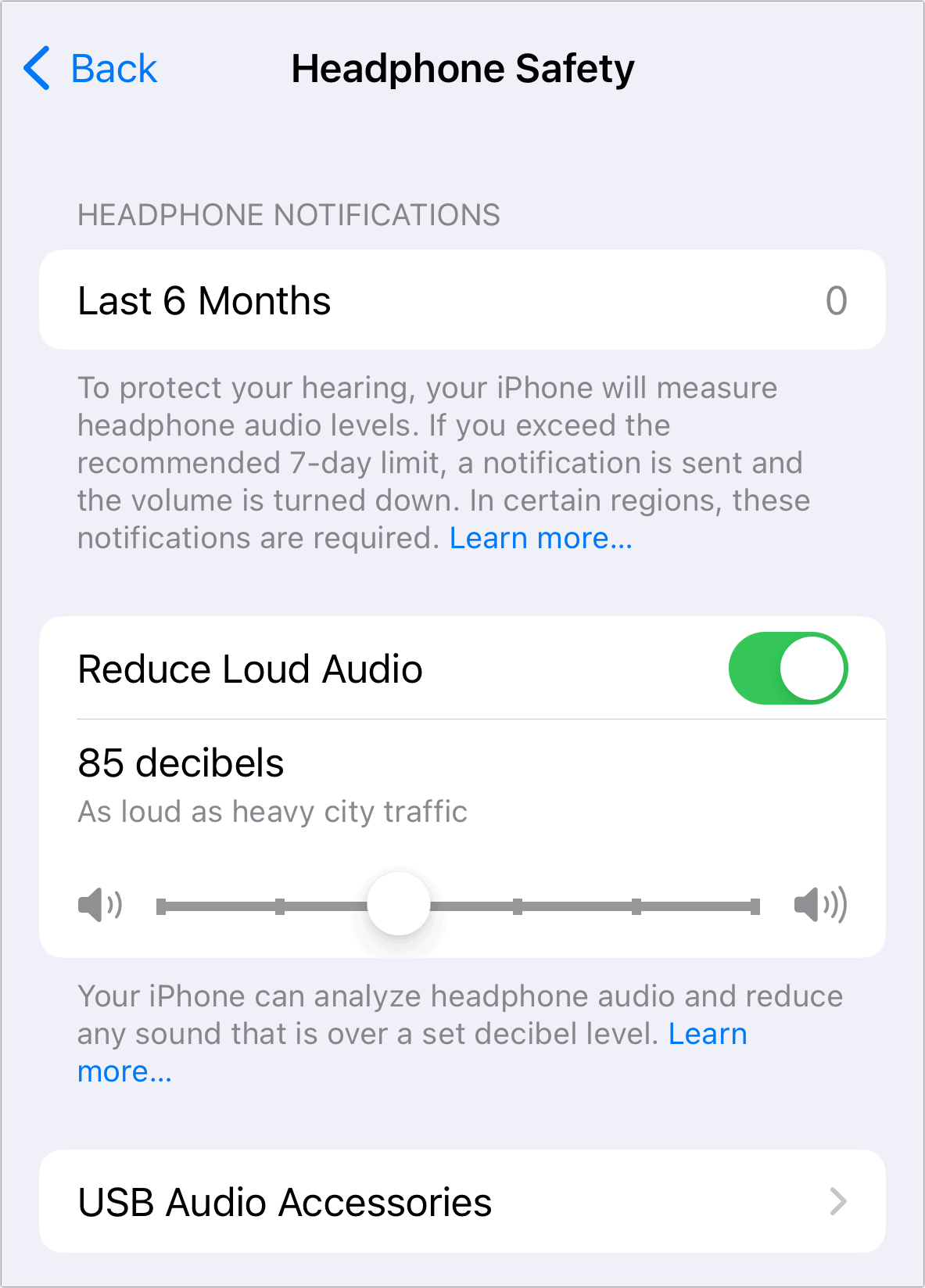 iOS headphone safety