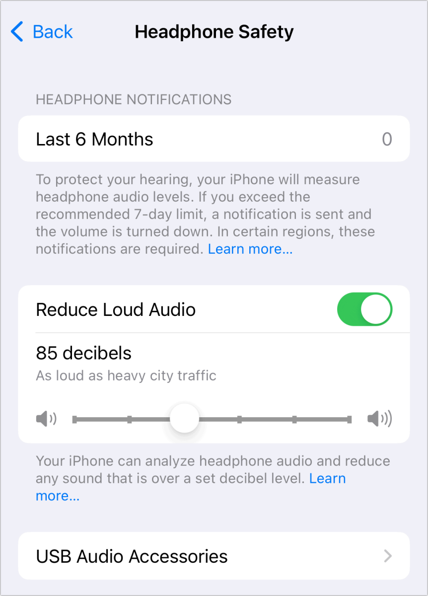 iOS headphone safety
