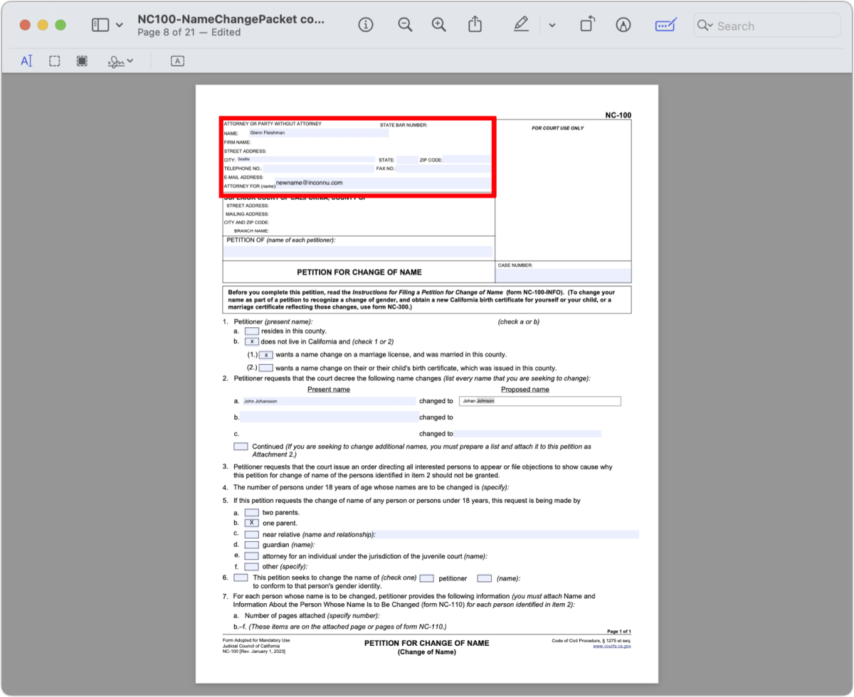 Preview macOS form filling fields