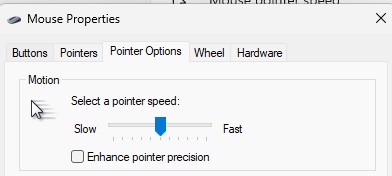 Windows mouse settings