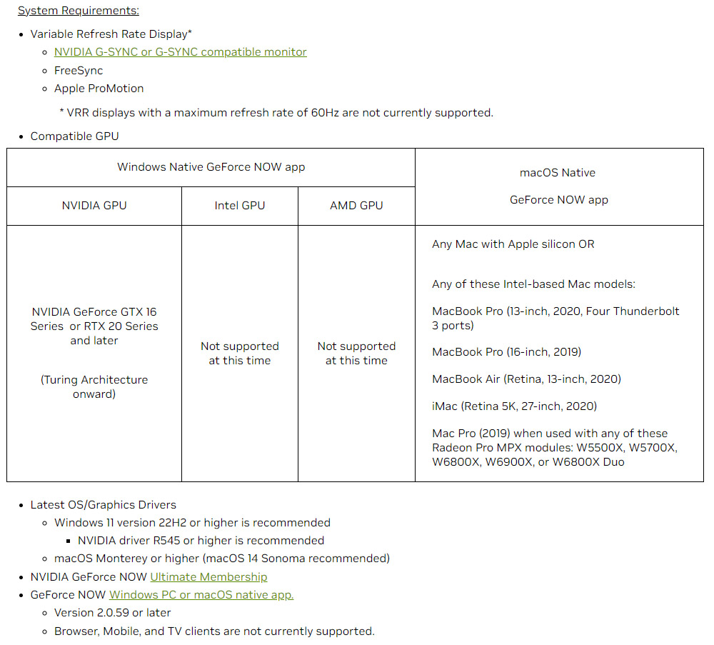 nvidia geforce now g-sync requirements 