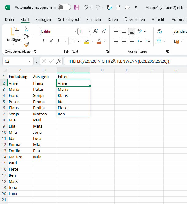 Excel Filter