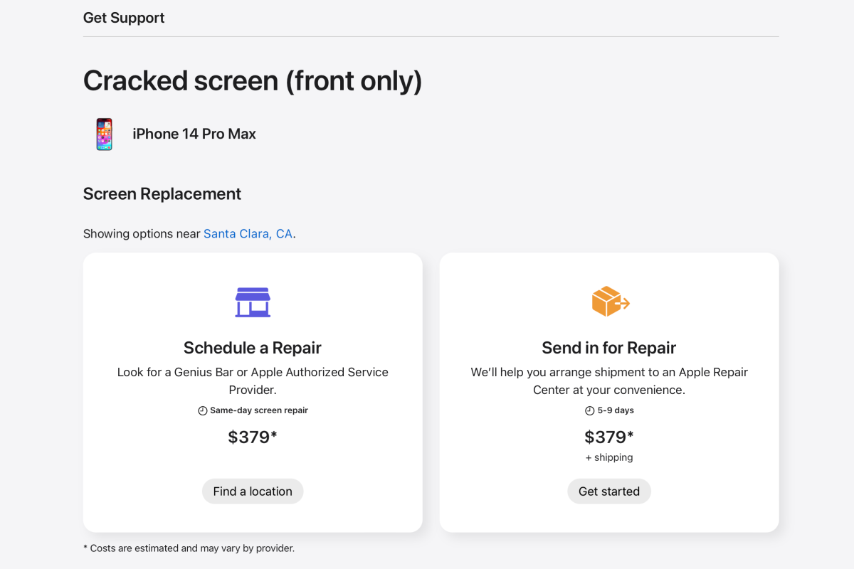 schedule Genius Bar options