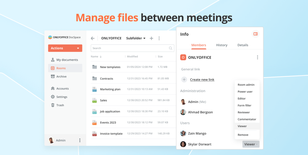 Manage documents betweeen meetings with ONLYOFFICE