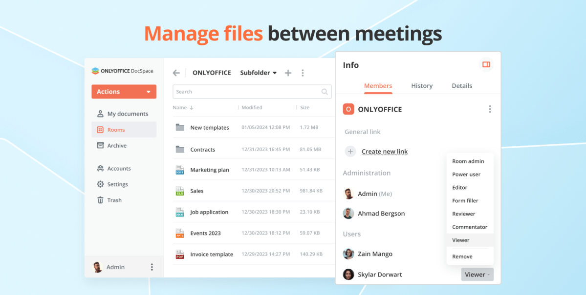 Gestiona documentos entre reuniones con ONLYOFFICE