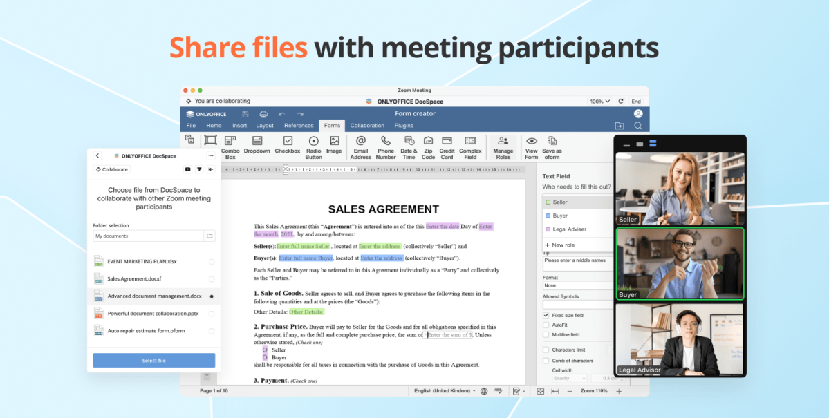 Take Zoom meetings to the next level with ONLYOFFICE DocSpace for Zoom