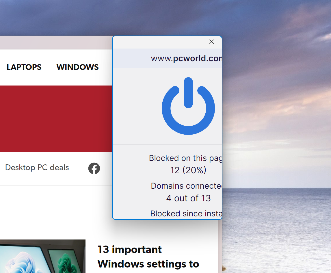 Ventana emergente del navegador Arc para Windows