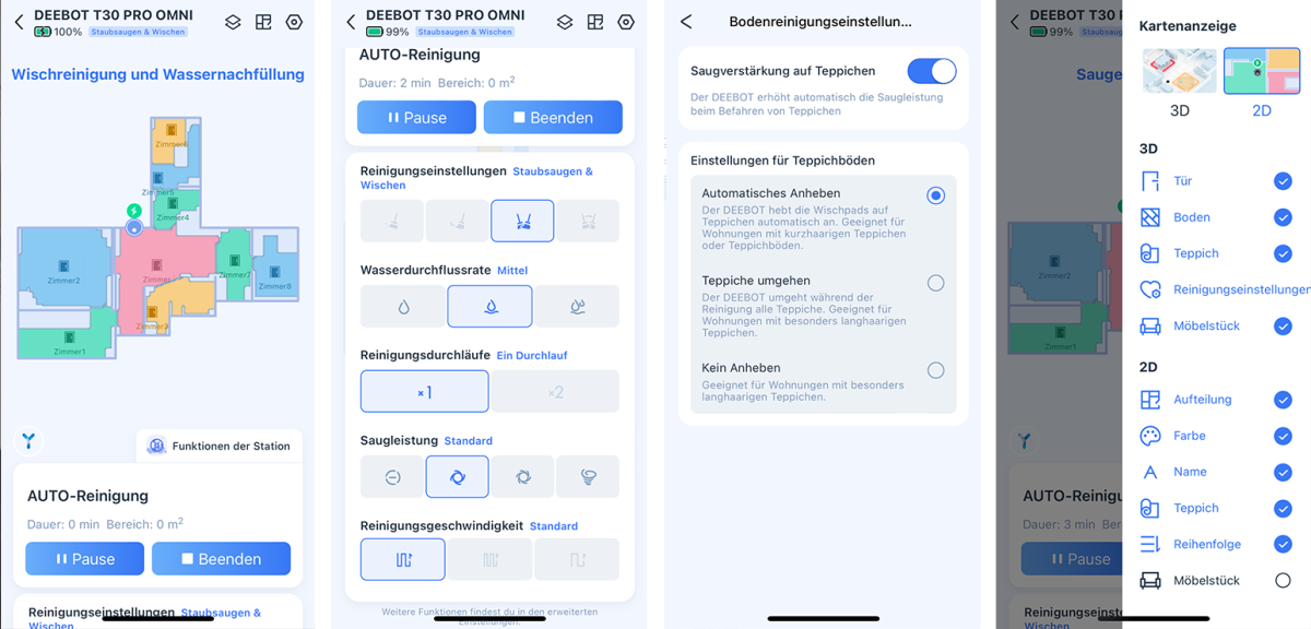 Ecovacs Deebot T30 Omni Pro App weitere