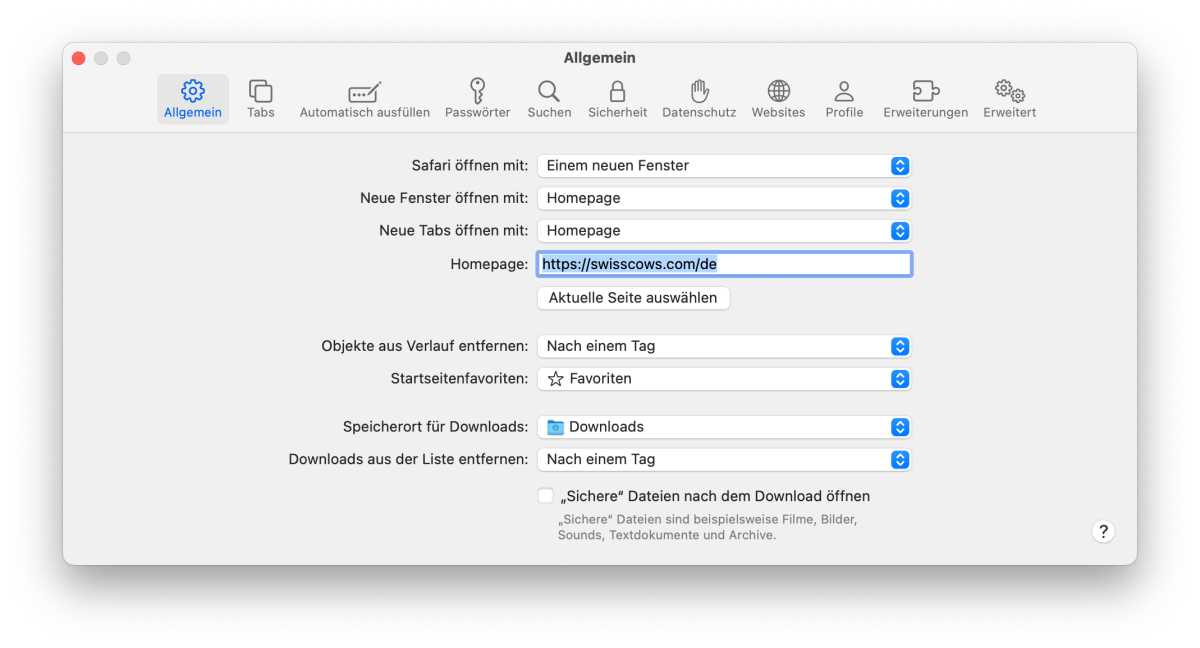 website durchsuchen safari Homepage in Safari einrichten