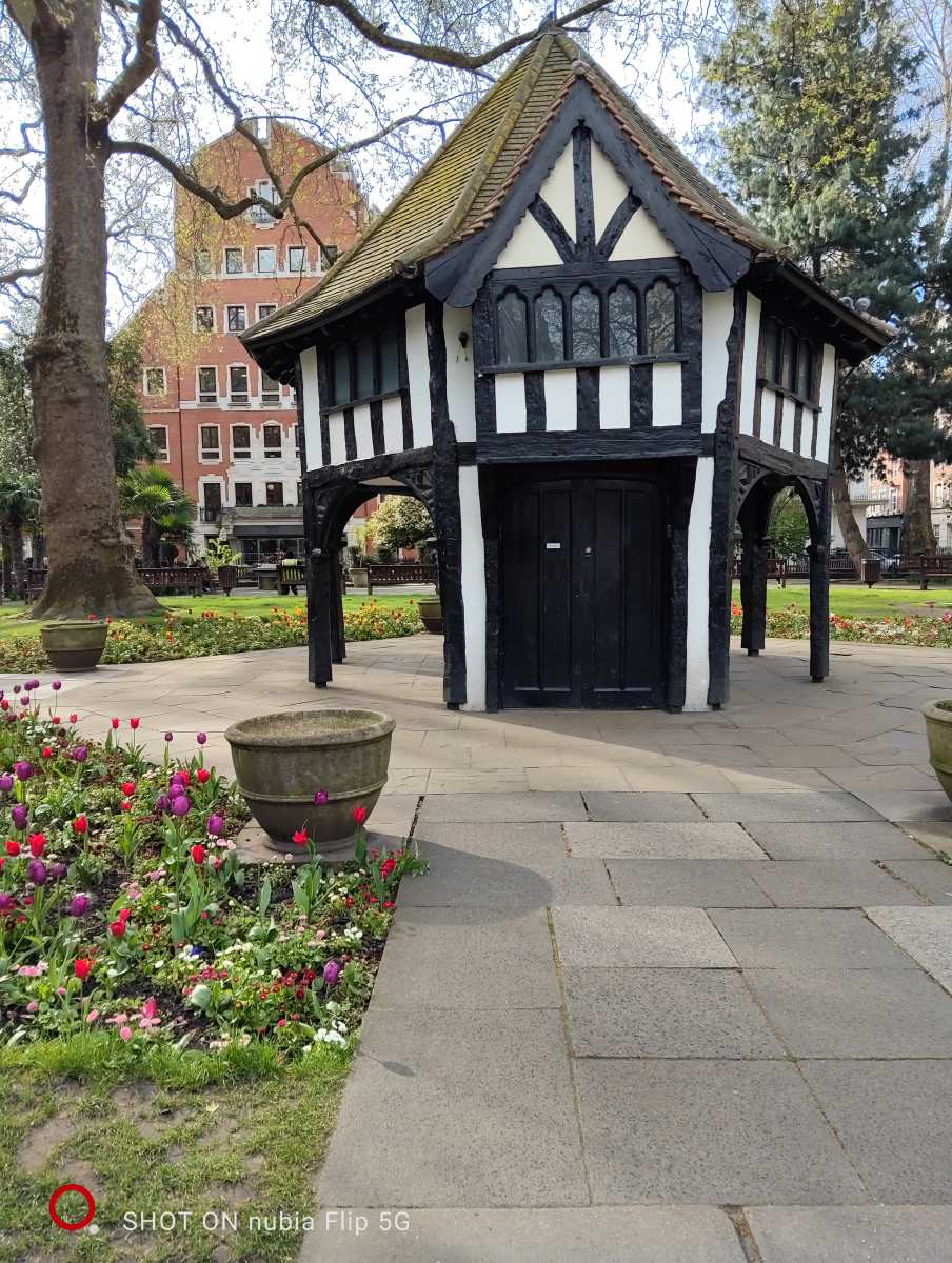 Soho Square building with flowers