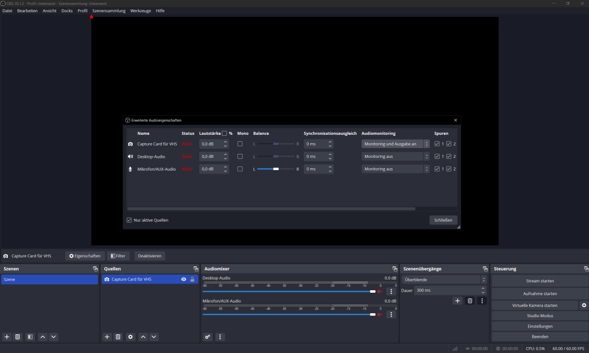 OBS Audiomonitoring