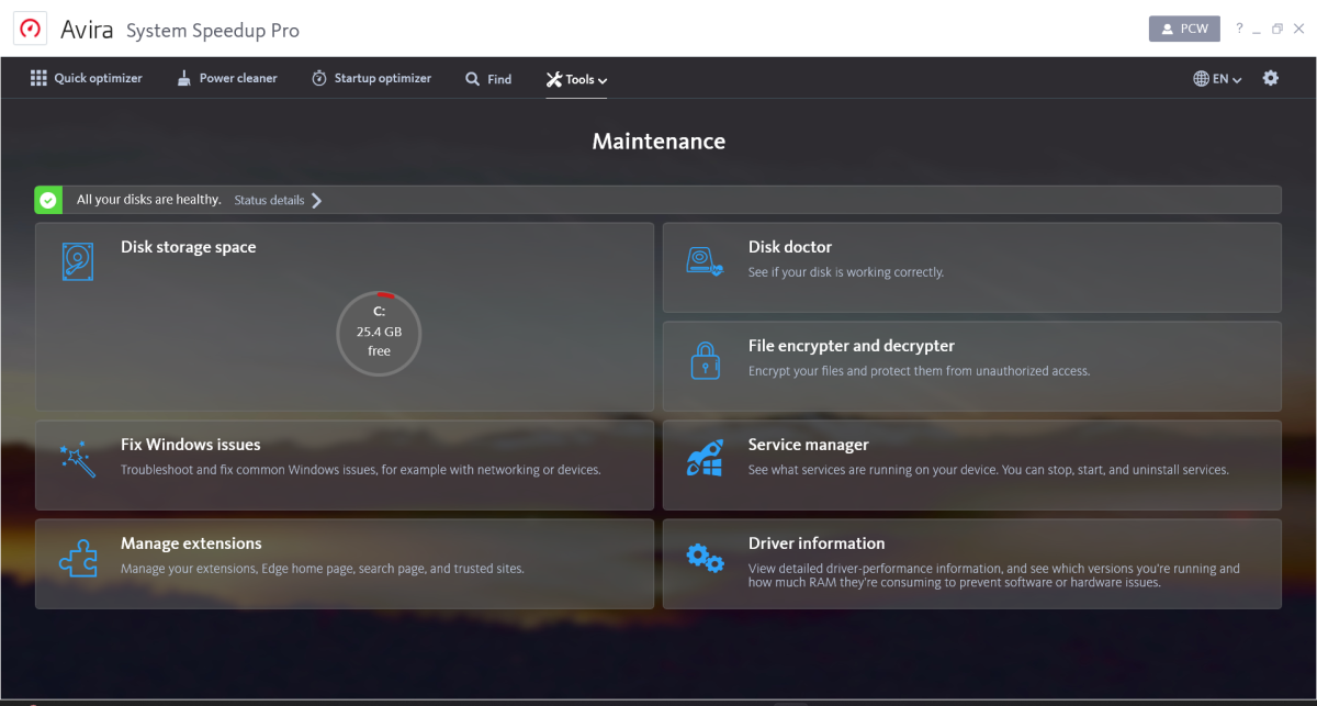 Avira System Speedup Pro - maintenance screen (March 2024)