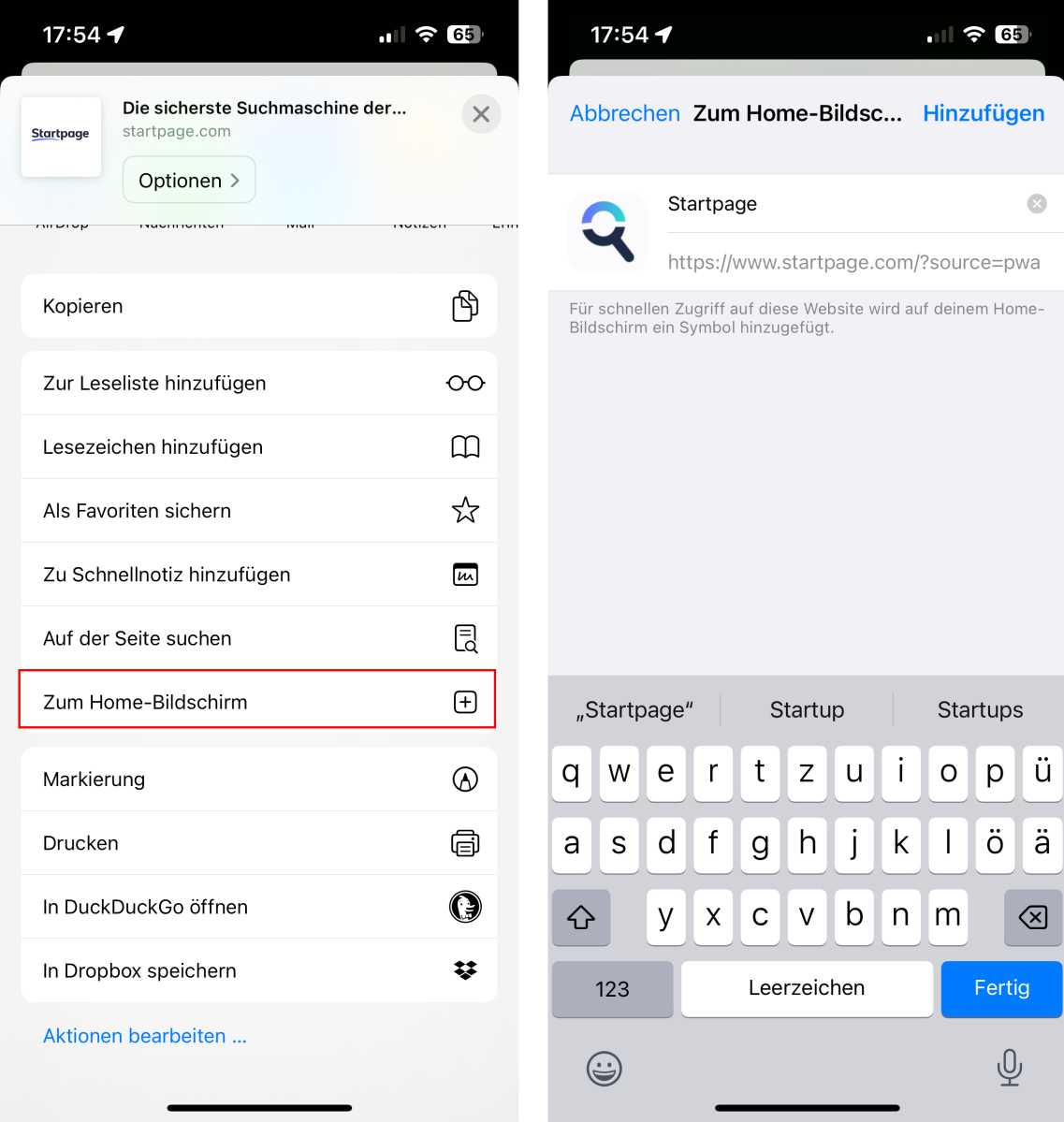 website durchsuchen safari Web App in iOS erstellen